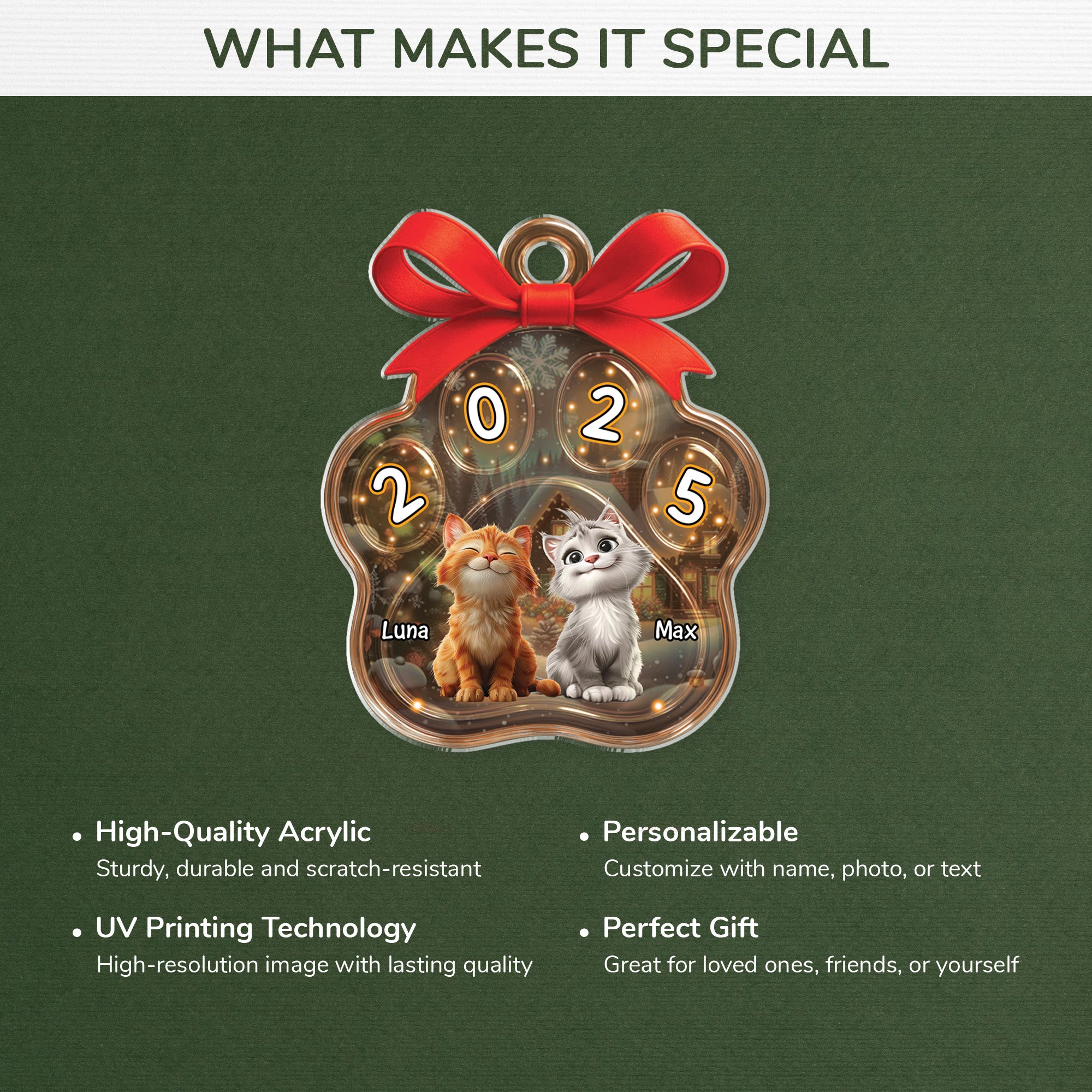 5613OUS4 custom xmas gifts for cat lovers acrylic paw print ornament_ 5613O3LMD