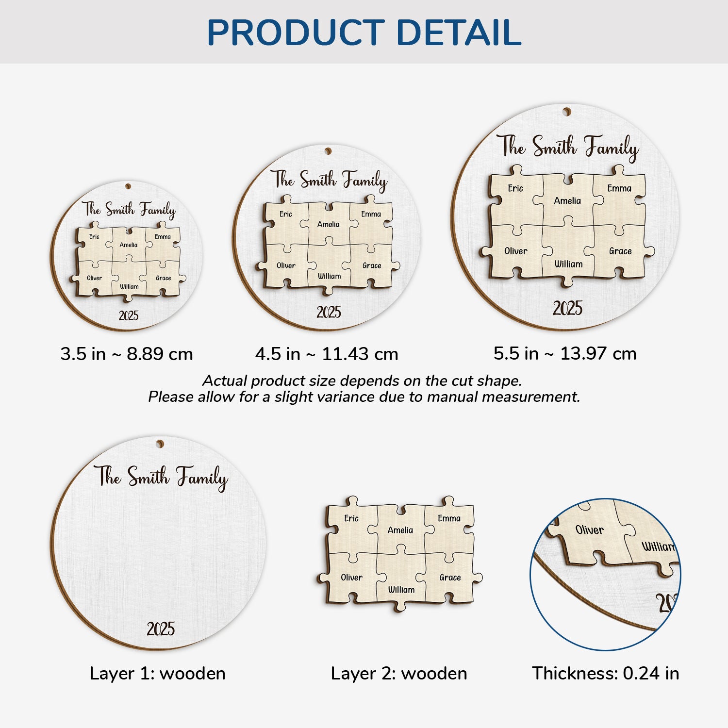 5618OUS3 personalized gifts for family 2 layered wooden ornaments 5618O8MCI