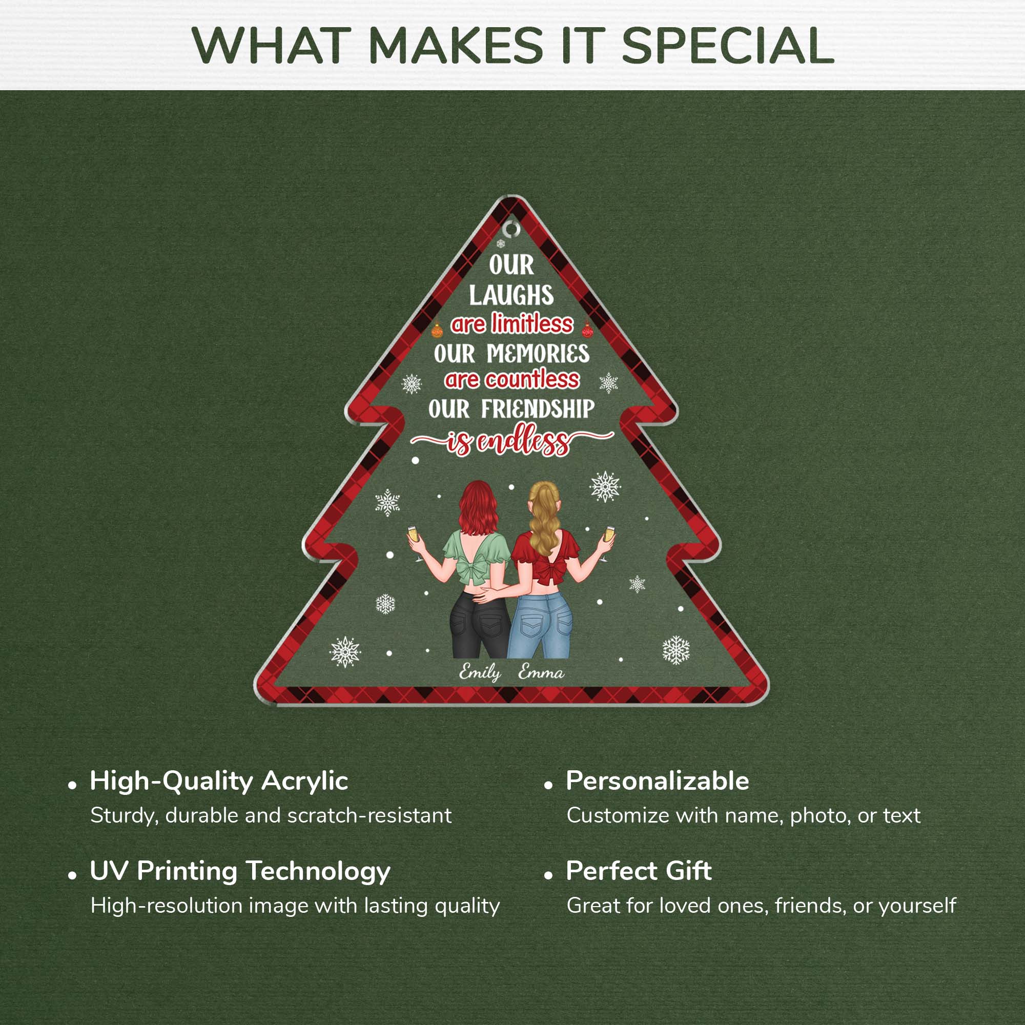 5624OUS4 personalized xmas gifts our friendship is endless acrylic ornament 5624OKKTF