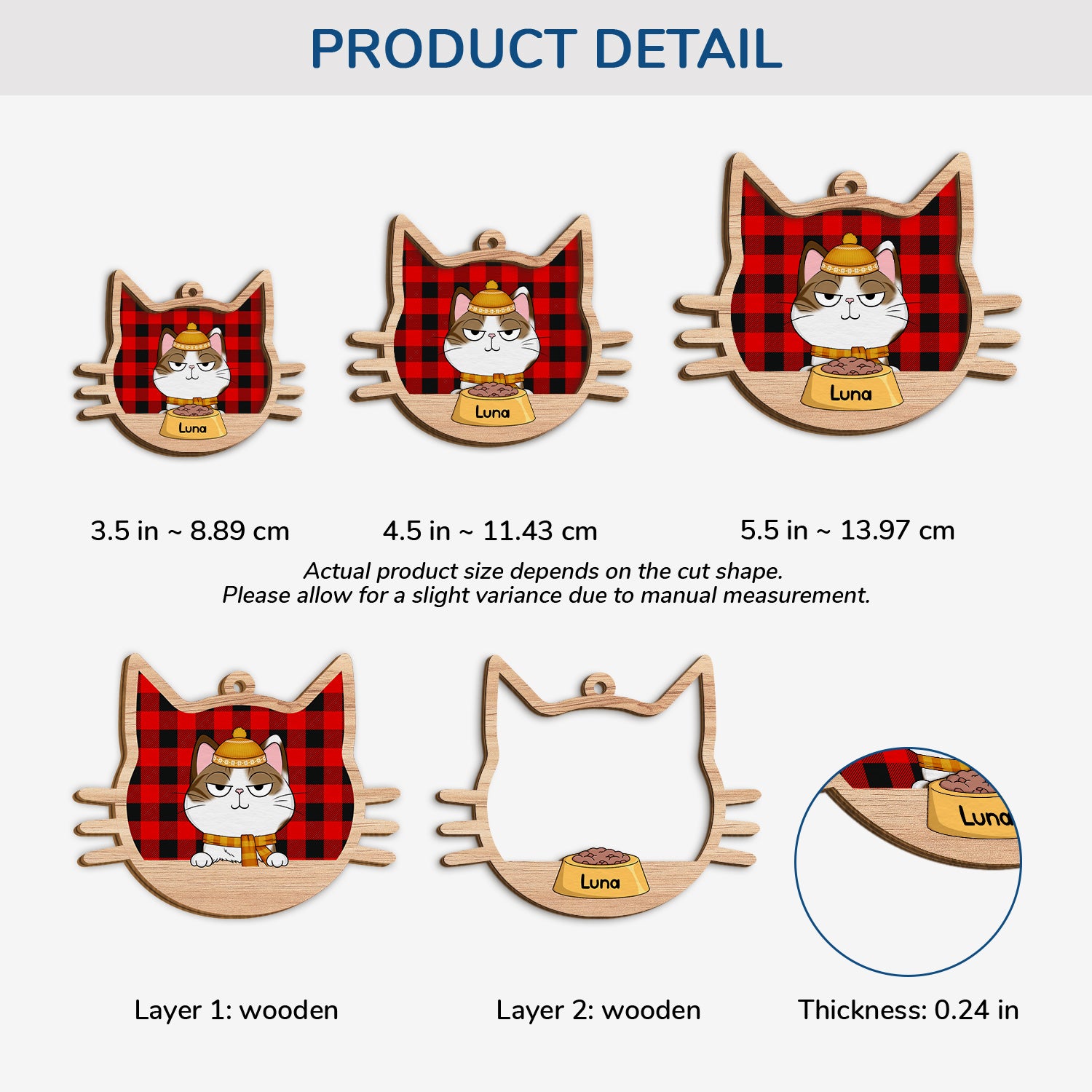 5629OUS3 personalized cat gifts for humans 2 layered wood xmas ornaments 5629O8UZD