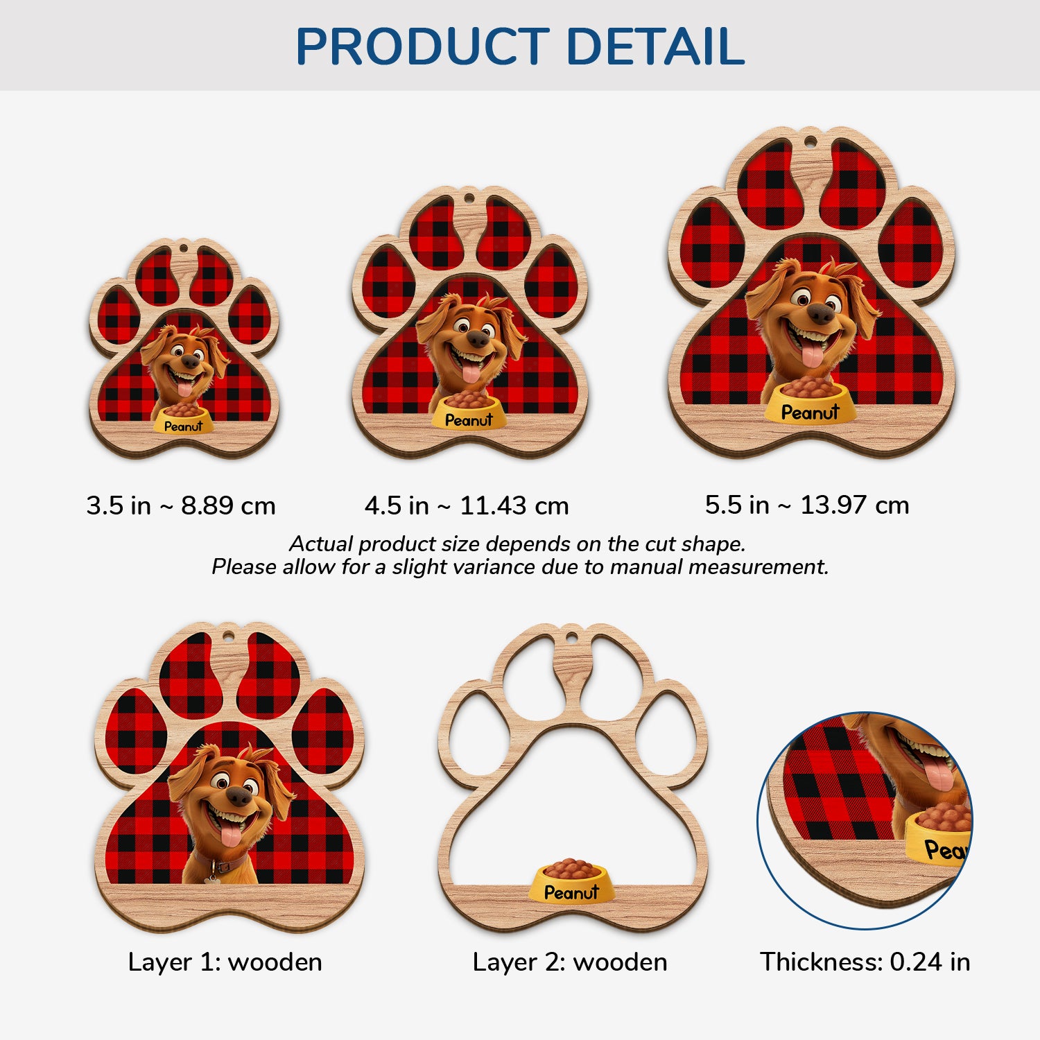 5629OUS3 personalized dog gifts for humans 2 layered wood xmas ornaments 5629O8MZC