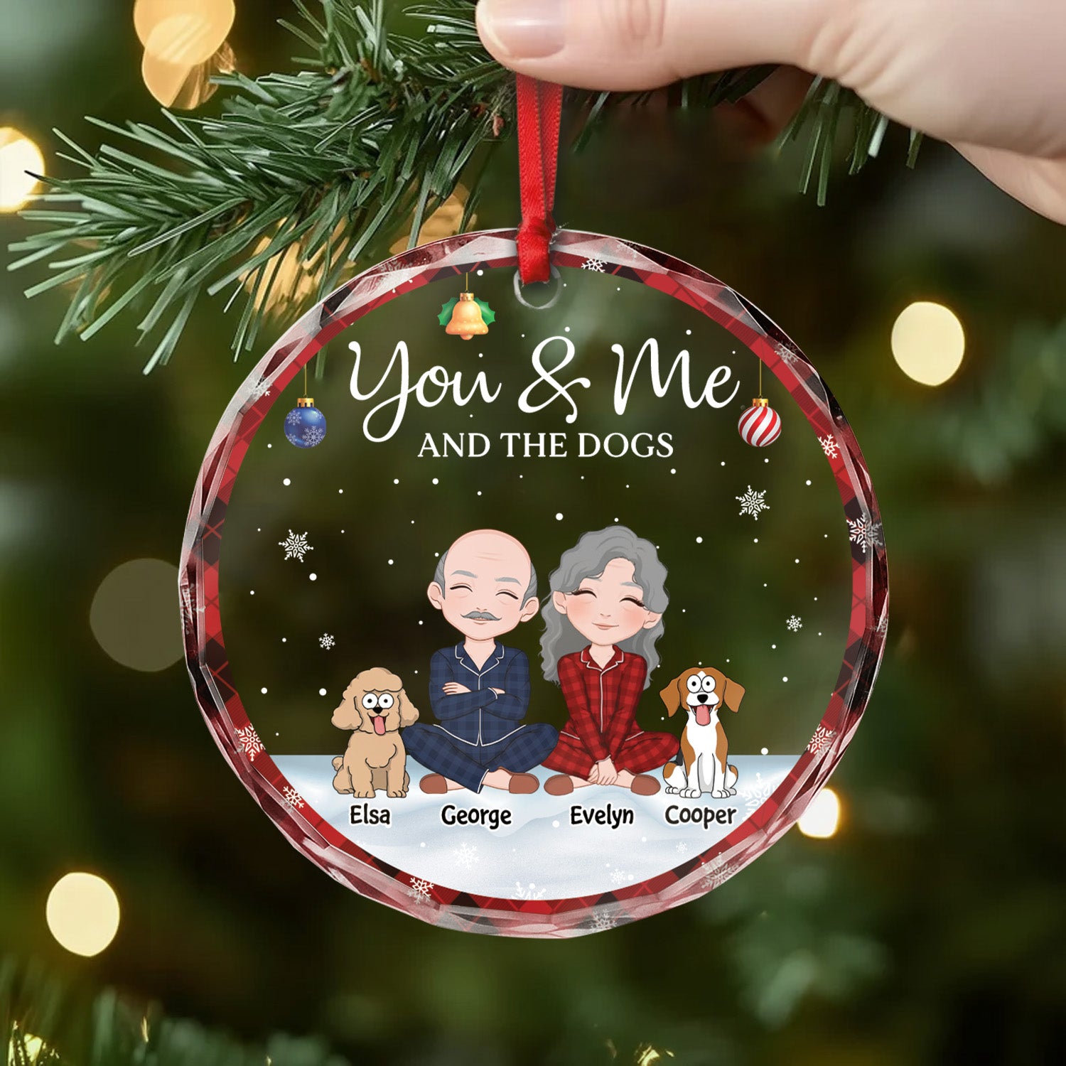 5632OUK2 personalized christmas gifts glass couple with dog ornament_ 5632OKZ0C