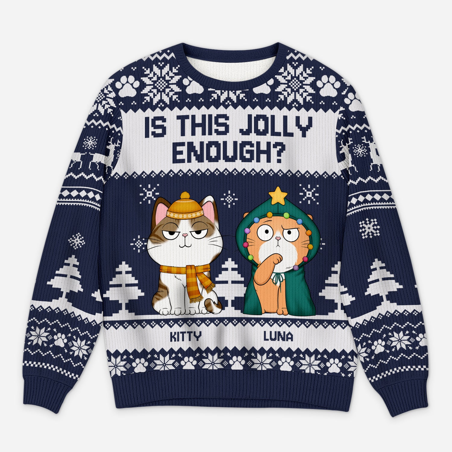 5634WUK1 personalized cat ugly christmas sweater is this jolly enough 5634W8YZD