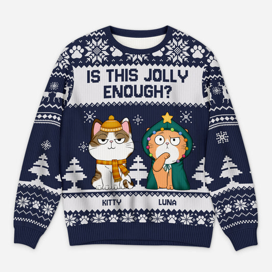5634WUK1 personalized cat ugly christmas sweater is this jolly enough 5634W8YZD