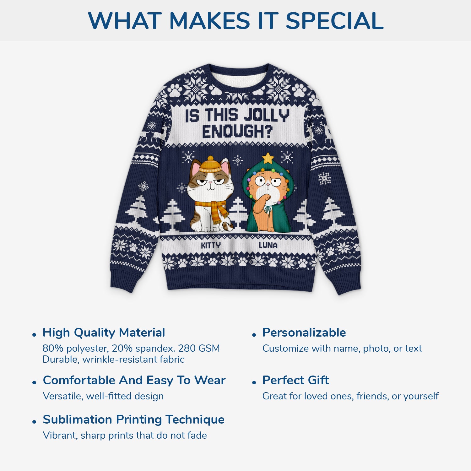 5634WUK5 personalized cat ugly christmas sweater is this jolly enough 5634W8YZD