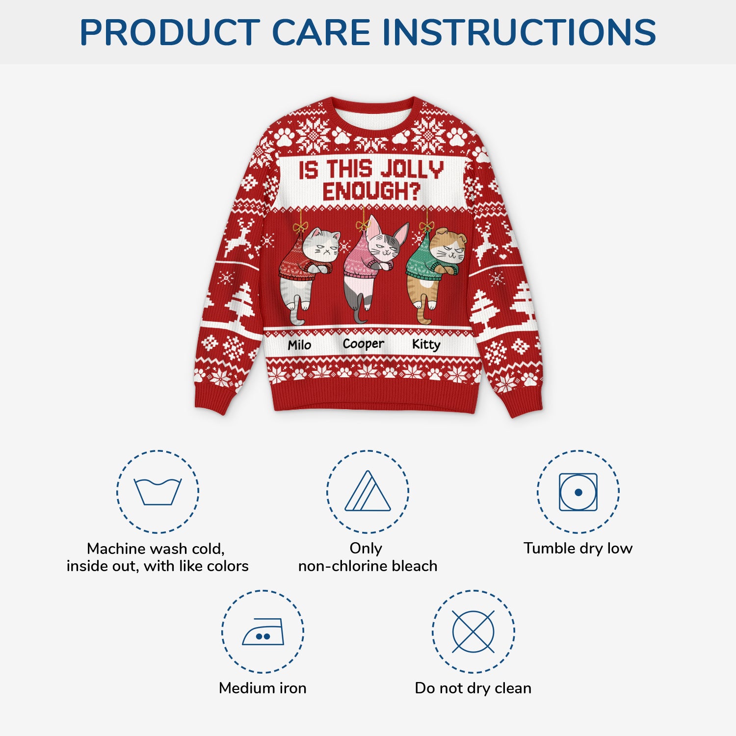 5641WUS4 personalized ugly christmas sweater cat is this jolly enough 5641WKMCD