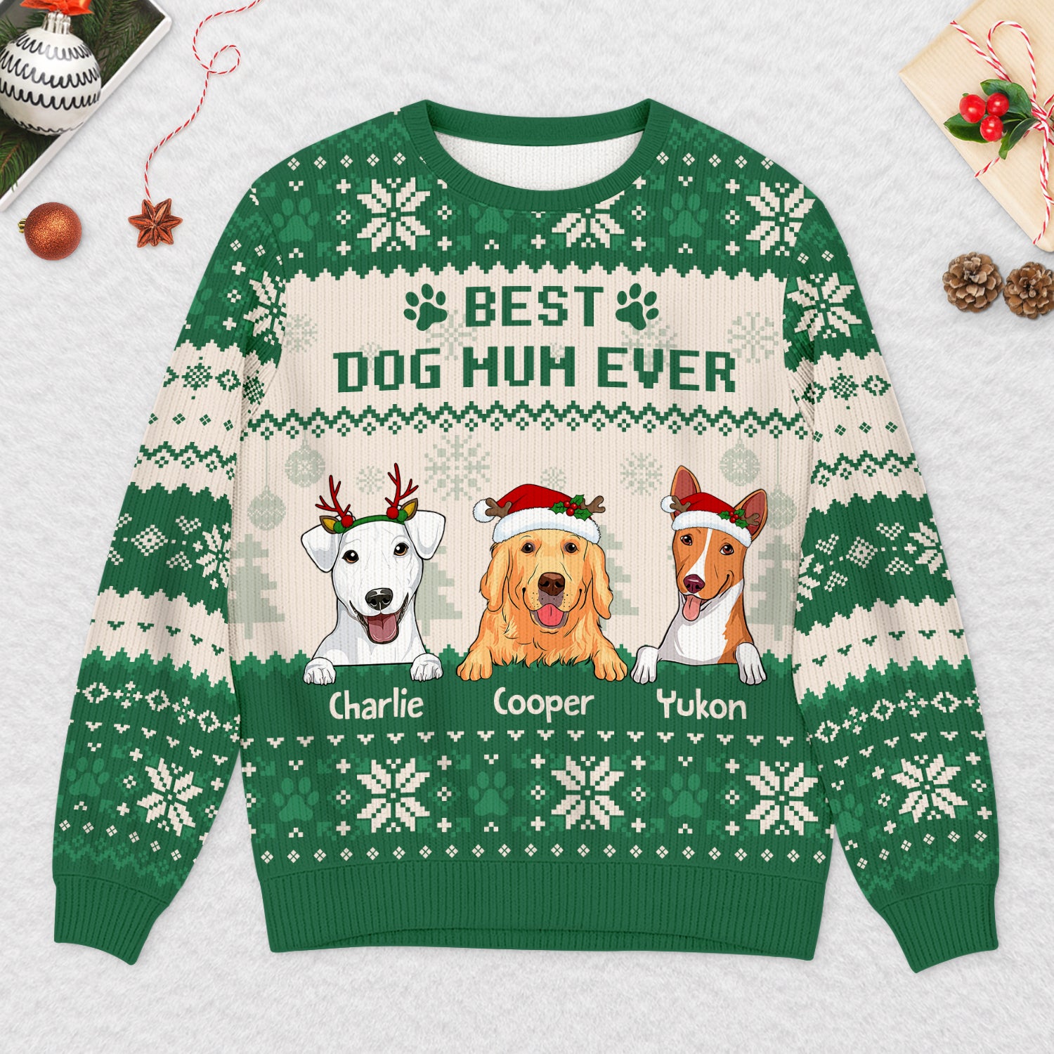 5652WUK2 personalized ugly christmas sweater life is better with dogs 5652WKZNC