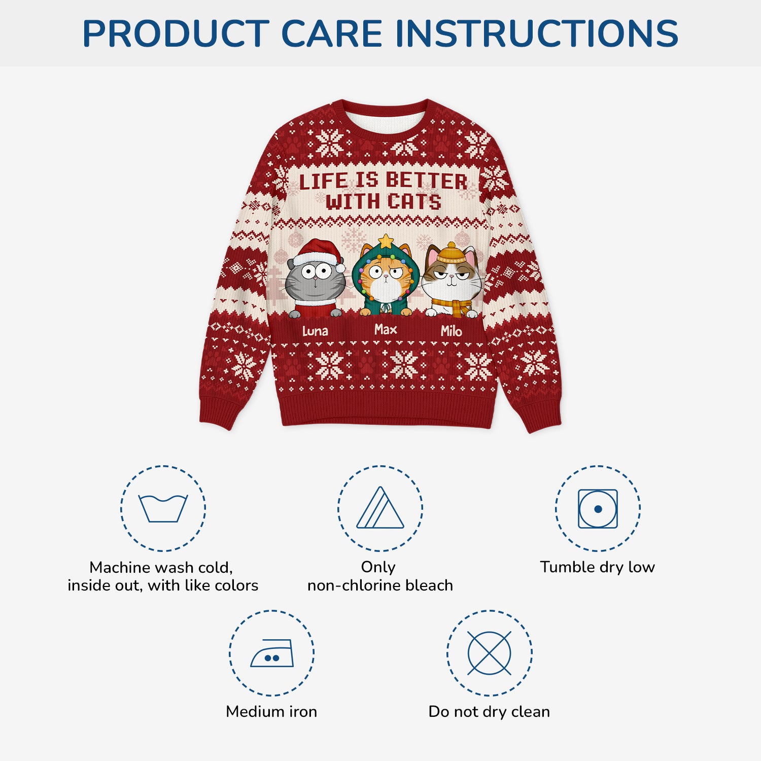 5652WUK4 personalized ugly christmas sweater life is better with cats 5652WKZND