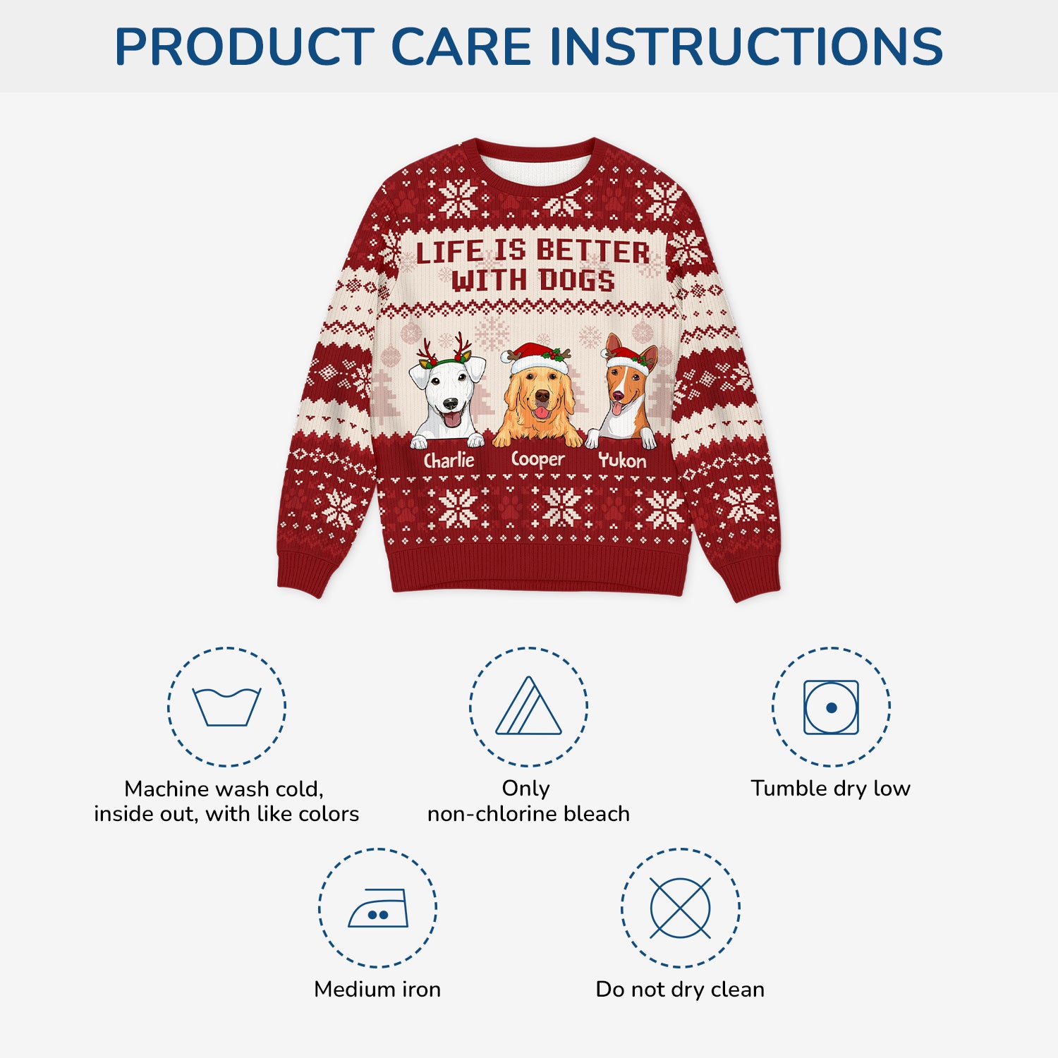 5652WUK4 personalized ugly christmas sweater life is better with dogs 5652WKZNC