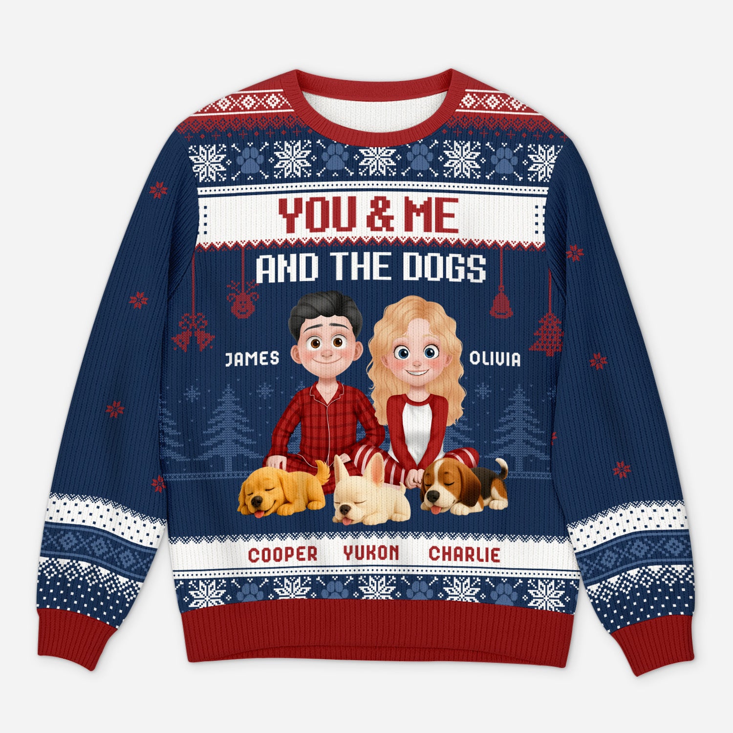 5658WUS1 custom gifts for couples matching dog ugly christmas sweaters 5658W3QMC