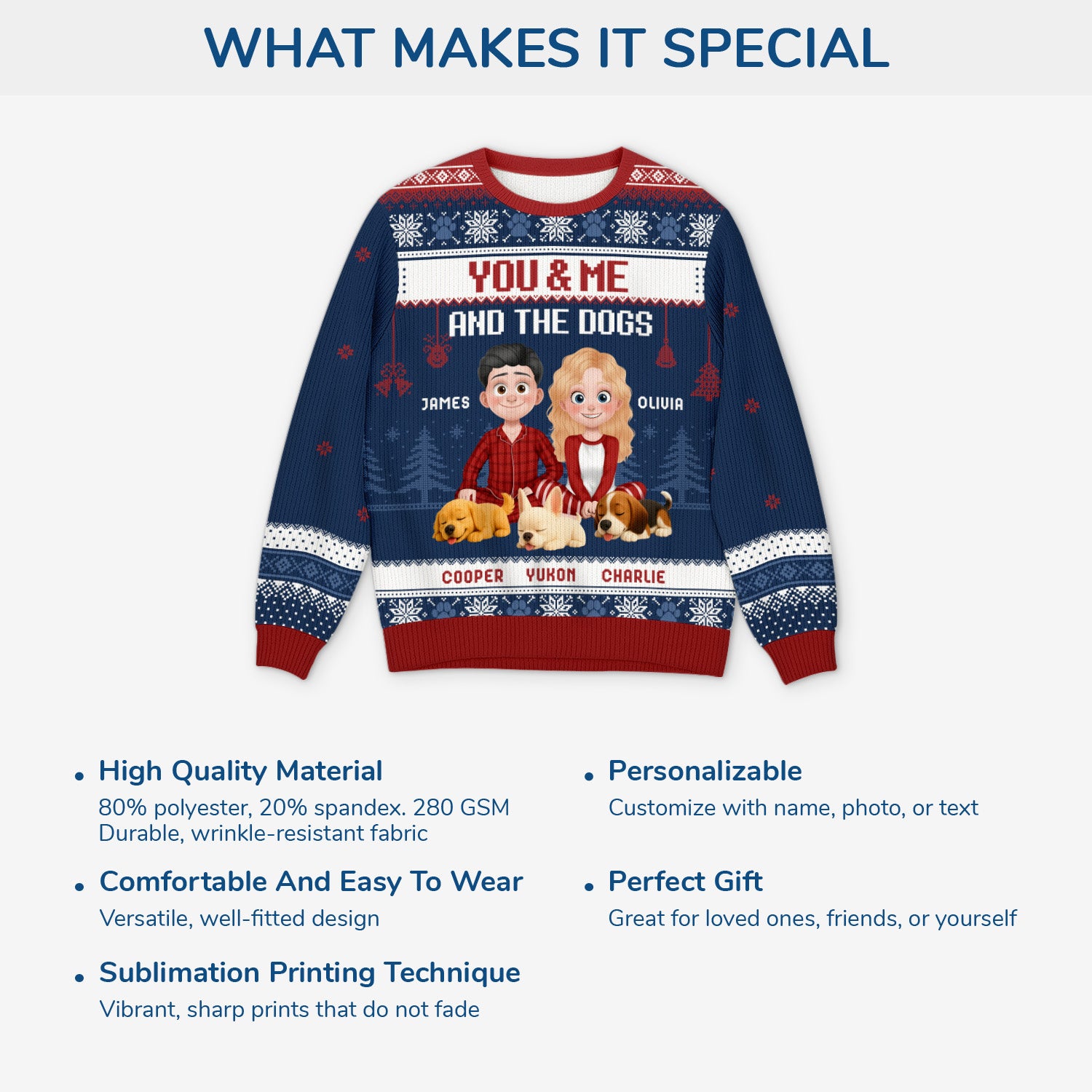 5658WUS5 custom gifts for couples matching dog ugly christmas sweaters 5658W3QMC