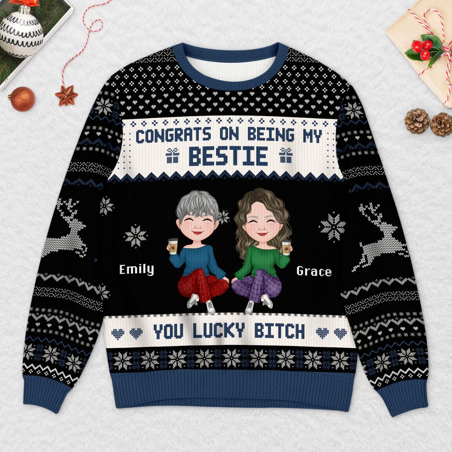 5661WUS2 personalized ugly christmas sweater gifts for best friends 5661WKKAF
