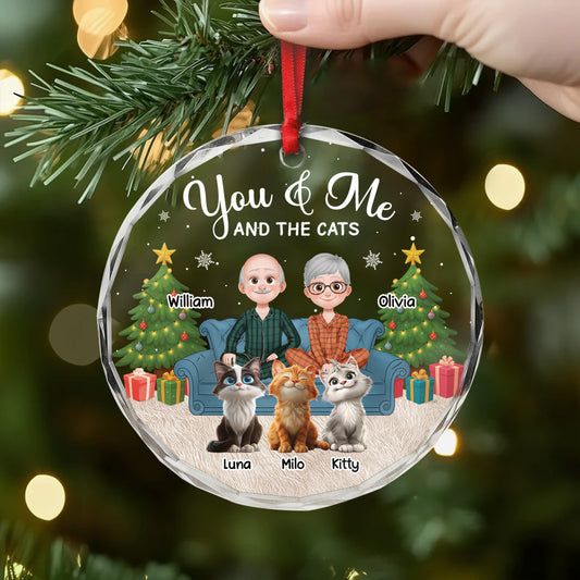 5663OUS2 personalized glass christmas ornaments couple with cat ornament 5663O3KTD