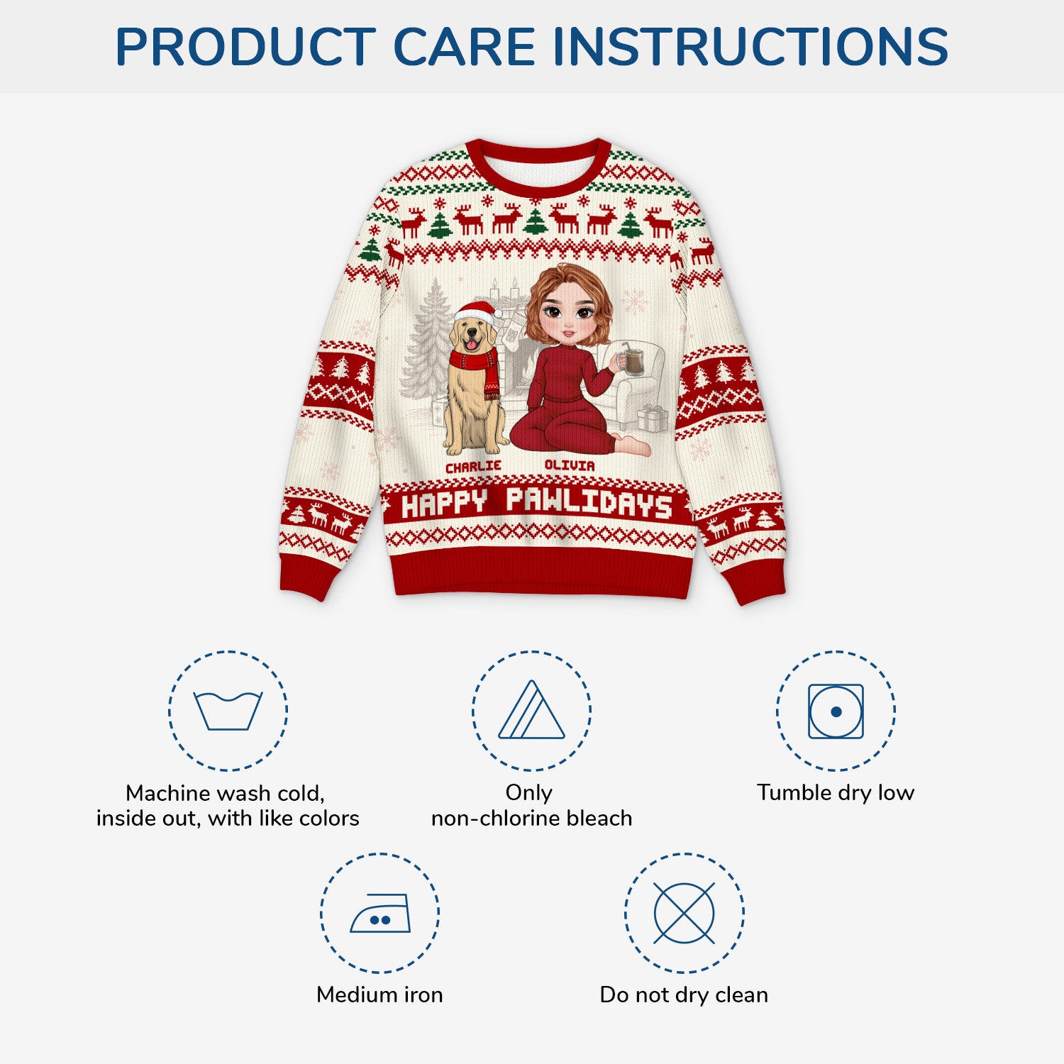 5668WUS4 custom dog lover gifts happy pawlidays ugly christmas sweater dog 5668W6HTC