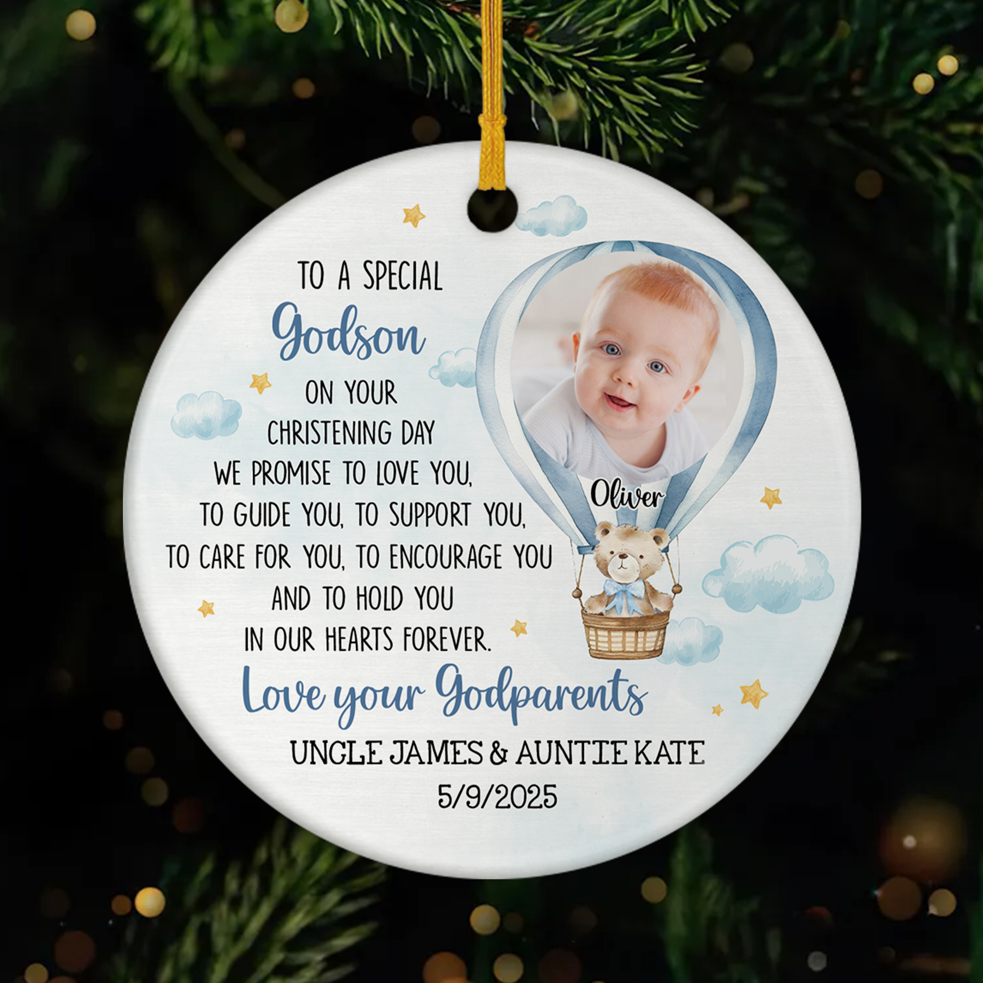 5670OUS1 custom godchild christening gift ceramic baptism christmas ornament 5670O6HAK