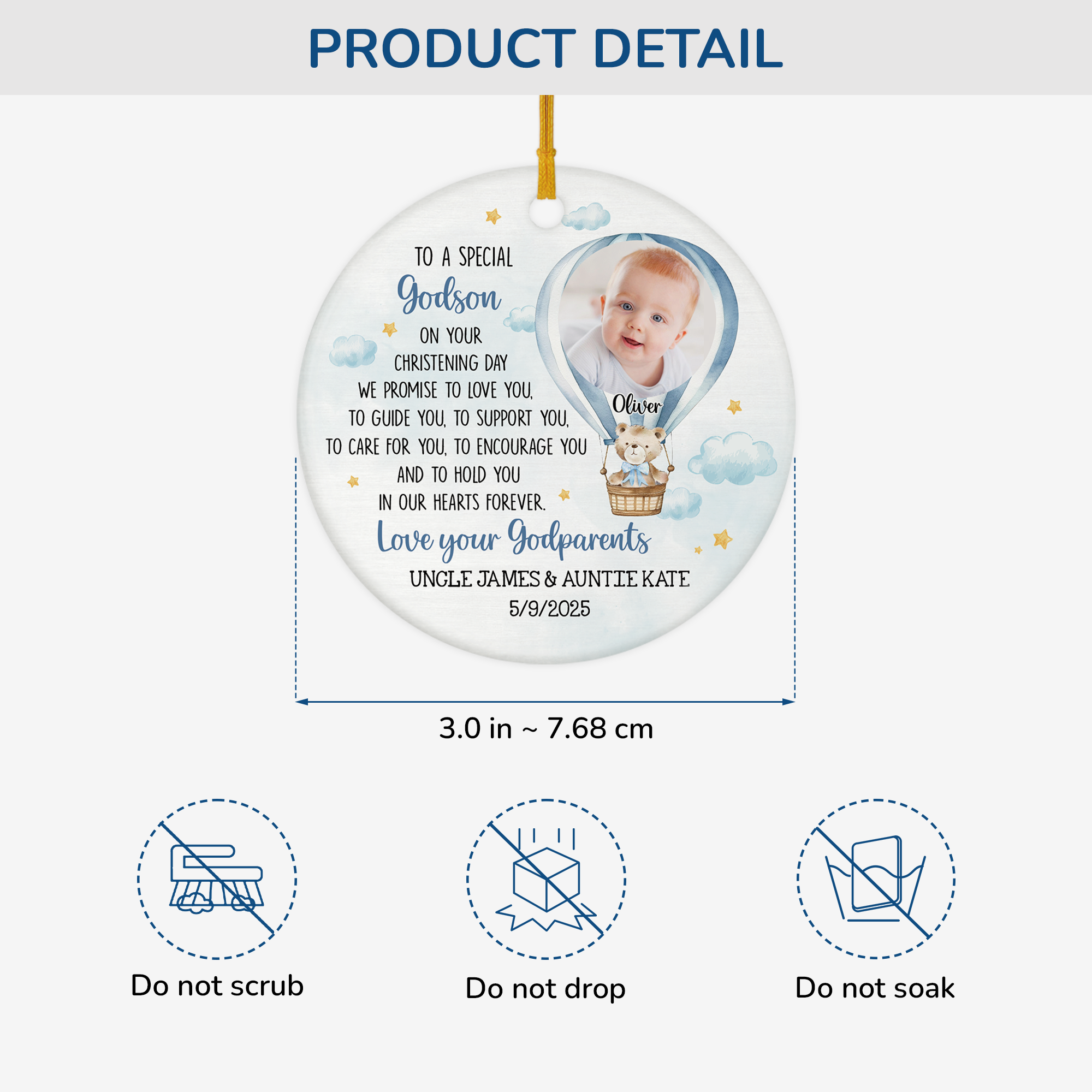 5670OUS3 custom godchild christening gift ceramic baptism christmas ornament 5670O6HAK