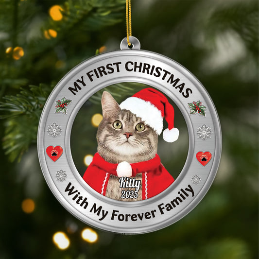 5675OUK1 custom gifts for cat lovers my first christmas acrylic photo ornament 5675OTZCD