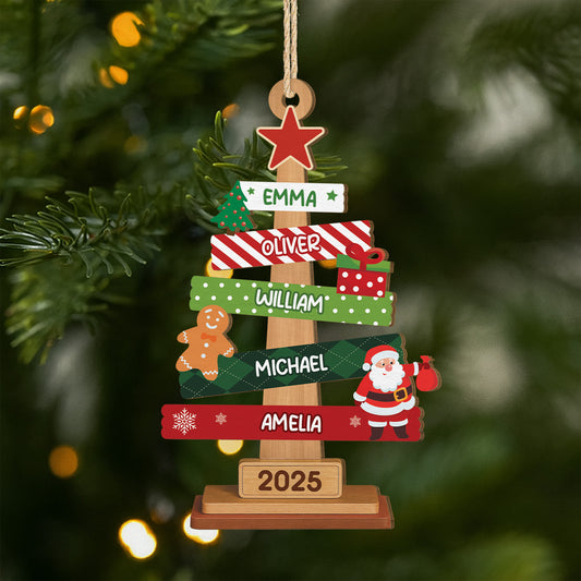 5676OUS1 custom 1 layered wood ornament with names family christmas gifts 5676OTQTI
