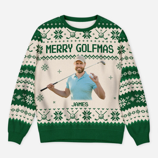 5686WUS1 personalized golf gifts for him ugly christmas sweater with photo 5686WKMNB