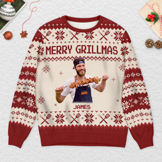5686WUS2 personalized golf gifts for him ugly christmas sweater with photo 5686WKMNB