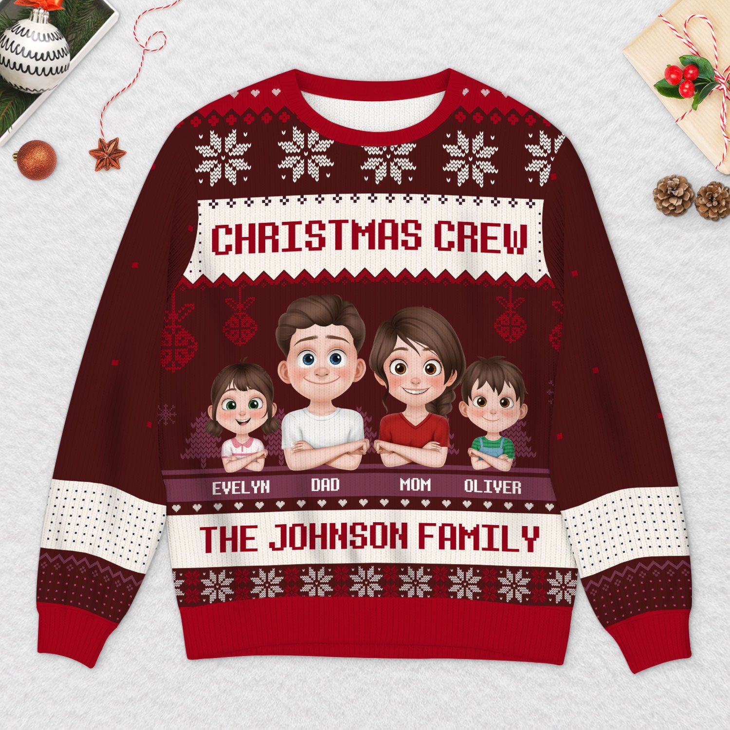 5695WUS2 personalized ugly christmas sweater matching sweaters for family 5695W8KAI