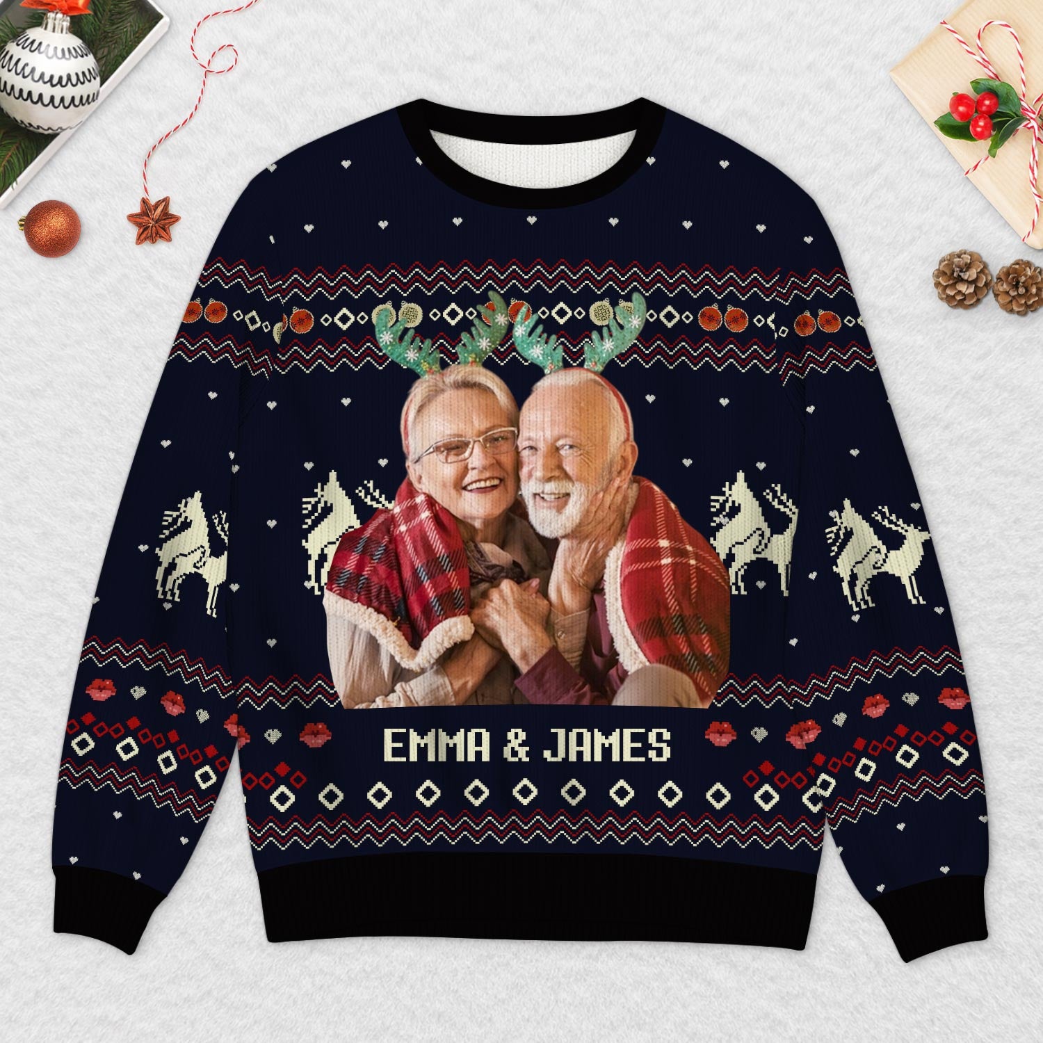 5700WUS2 personalized funny ugly christmas sweaters for couples with photos 5700W3QAG
