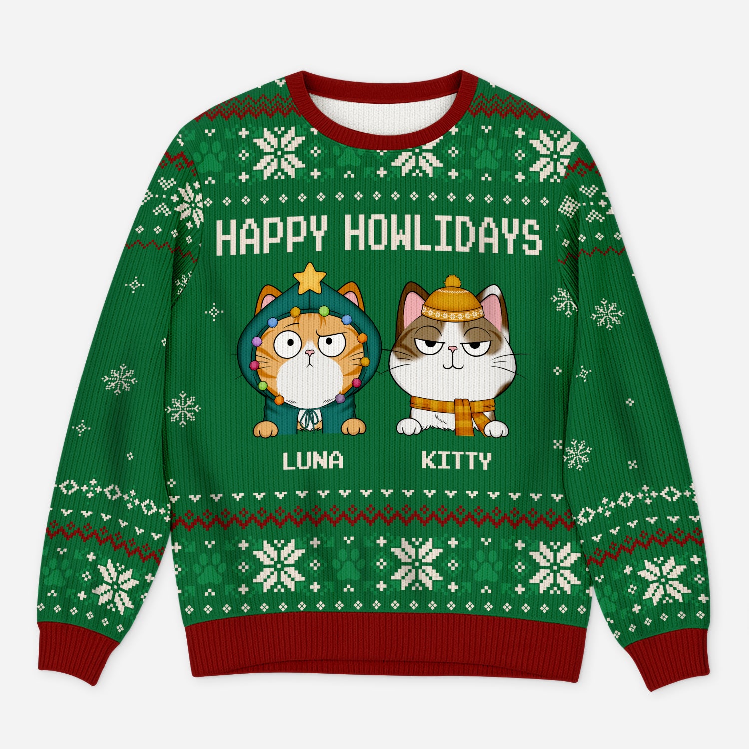 5704WUK1 personalized gifts for cat lovers ugly christmas sweater cat 5704WTYND