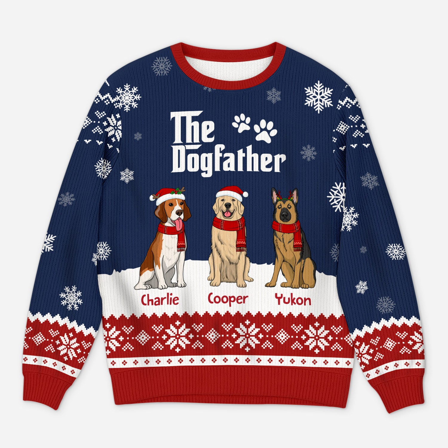 5719WUS1 custom gifts for dog lovers the dogfather ugly christmas sweater 5719W6TNC_0abcc4c2 e3b2 44a2 9b0c 4e2ce1168cd7