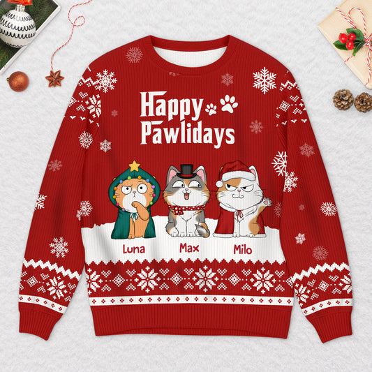 5719WUS2 custom gifts for cat lovers the catfather ugly christmas sweater 5719W6TND
