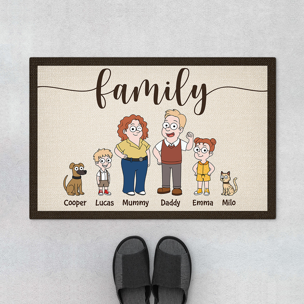 5724DUK1 personalised family doormat for family with pets 5724DKI7I_897ea8b6 d7dc 4c75 92b1 7cdcebce6356
