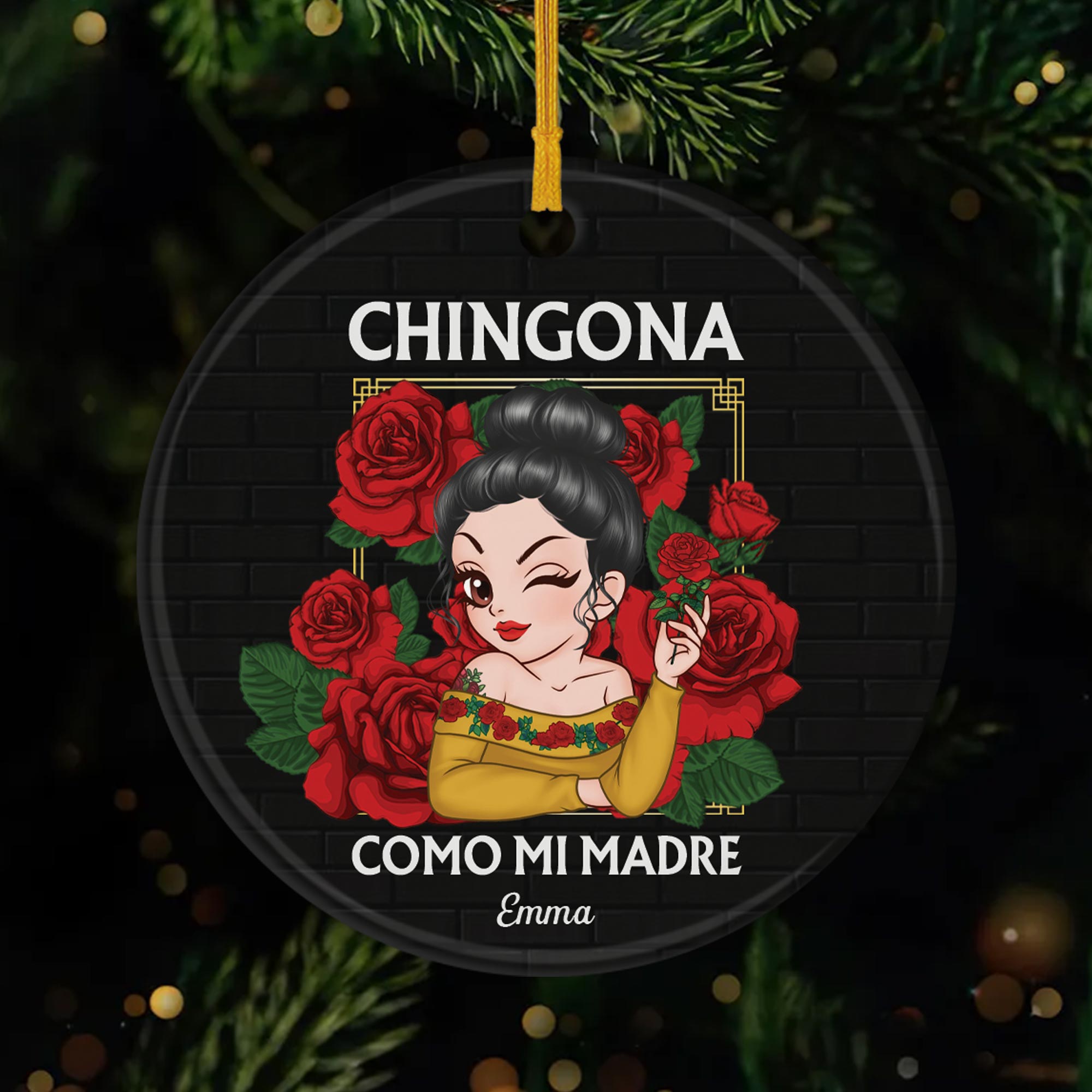 5725OUK1 personalized gifts for her chingona ceramic christmas ornaments 5725O8ZAA