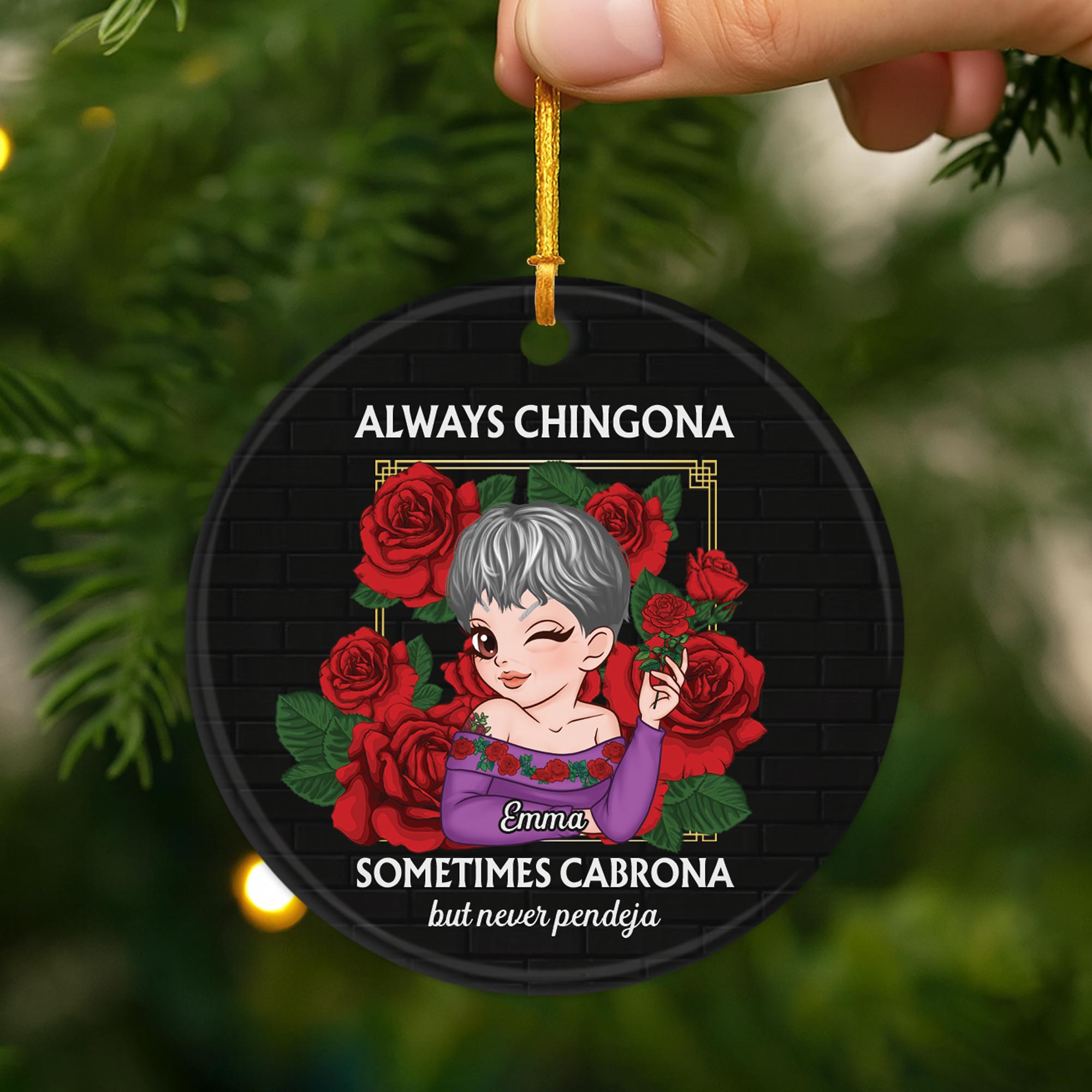 5725OUK2 personalized gifts for her chingona ceramic christmas ornaments 5725O8ZAA