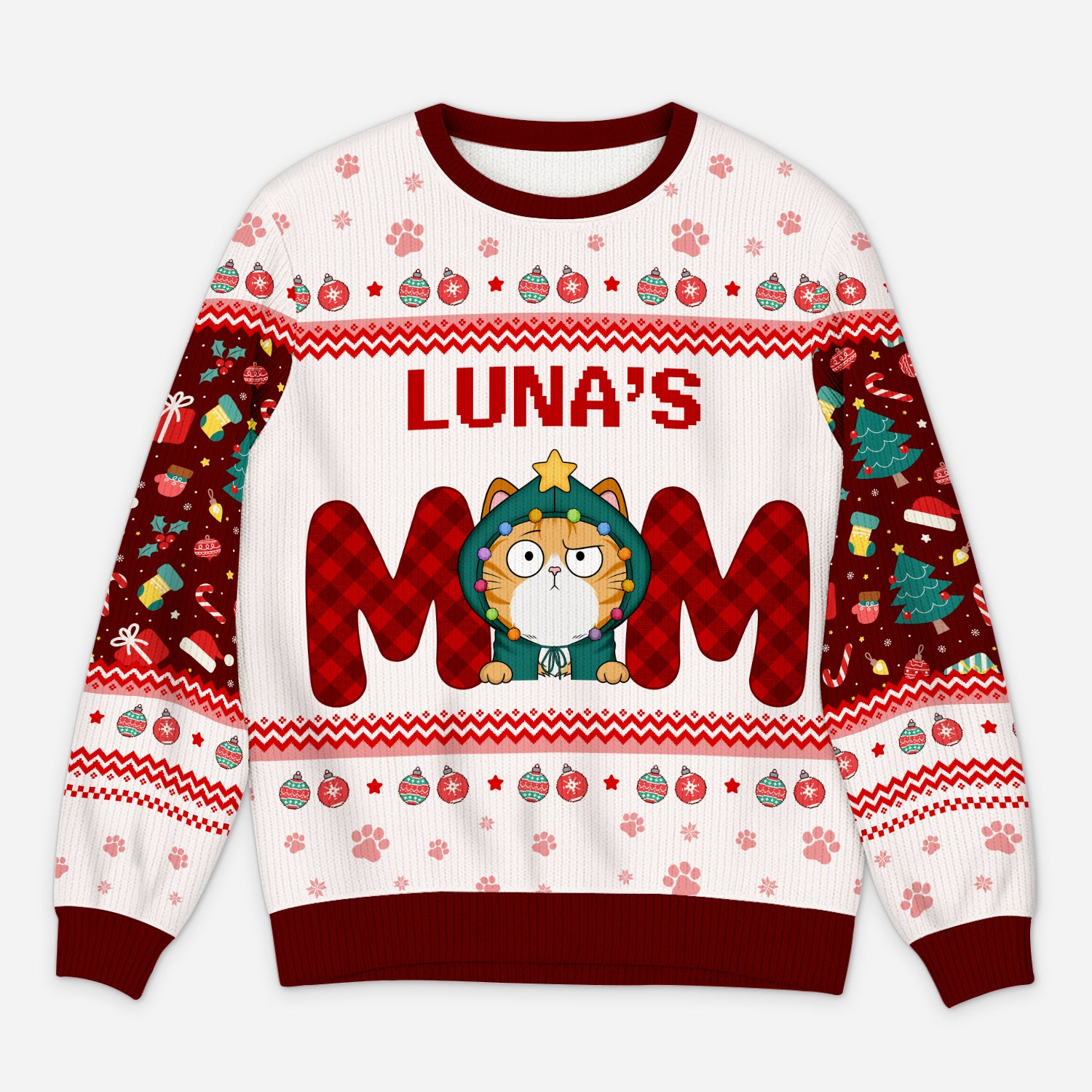 5727WUS1 personalized cat gifts for humans ugly christmas sweater cat 5727WTTZD