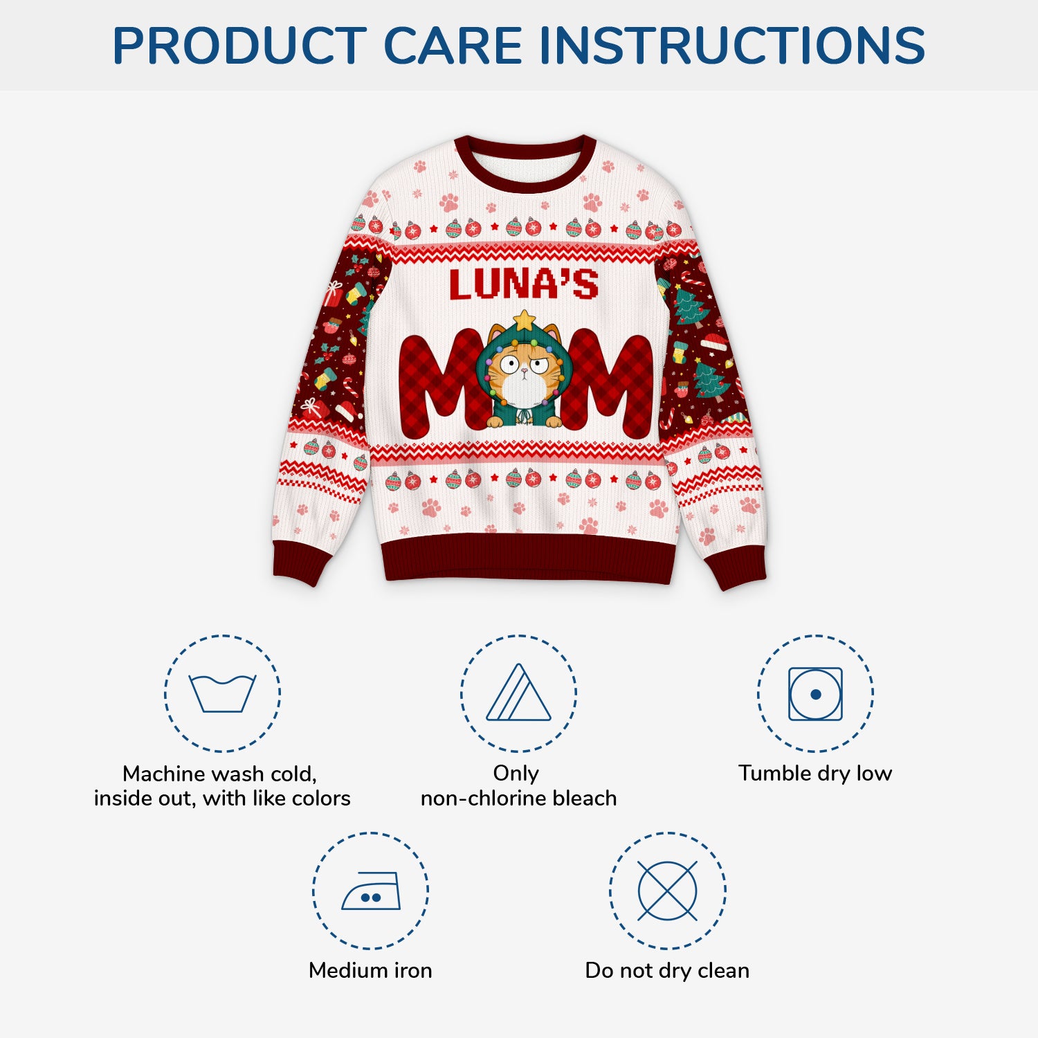 5727WUS4 personalized cat gifts for humans ugly christmas sweater cat 5727WTTZD