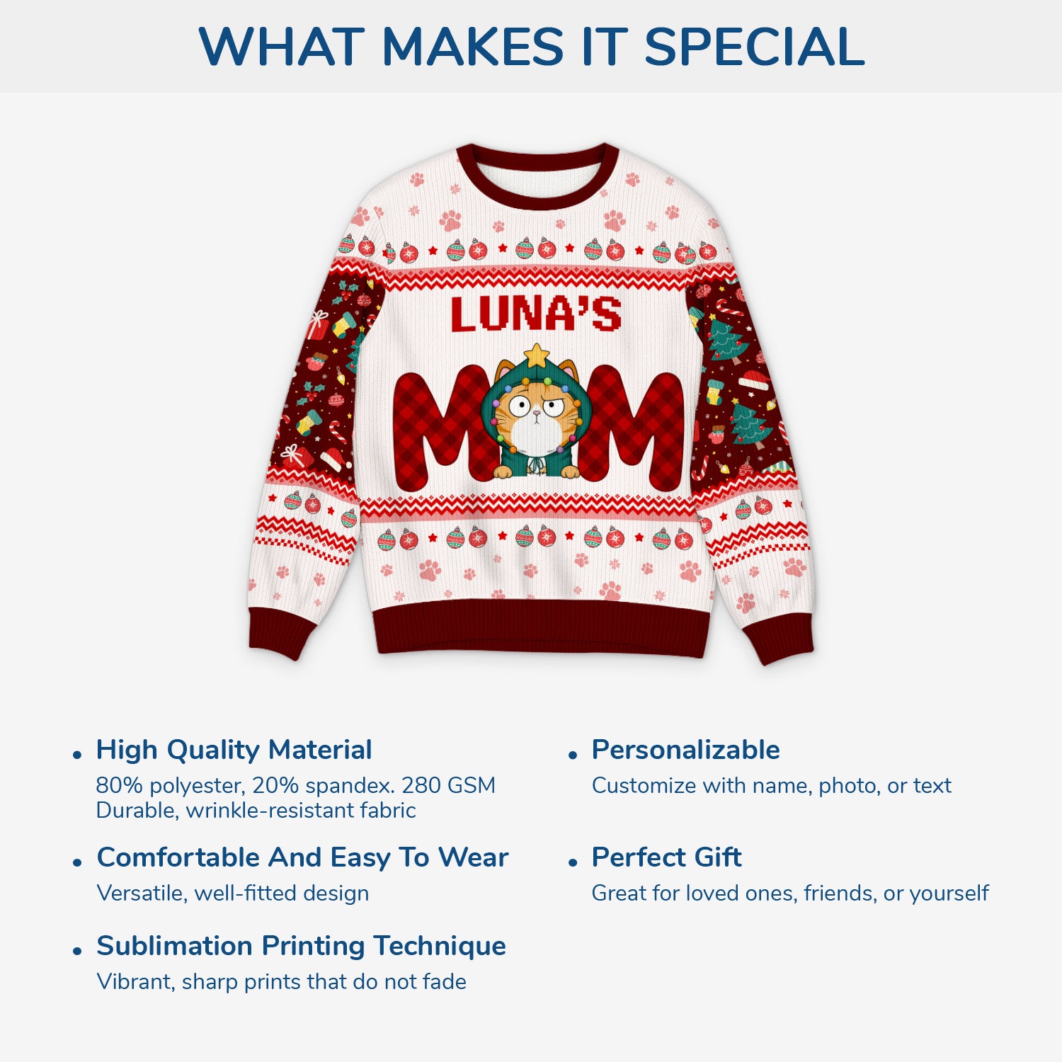 5727WUS5 personalized cat gifts for humans ugly christmas sweater cat 5727WTTZD