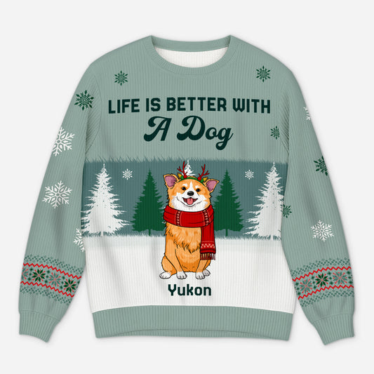 5729WUK1 custom dog ugly christmas sweater life is better with a dog 5729WTZCC