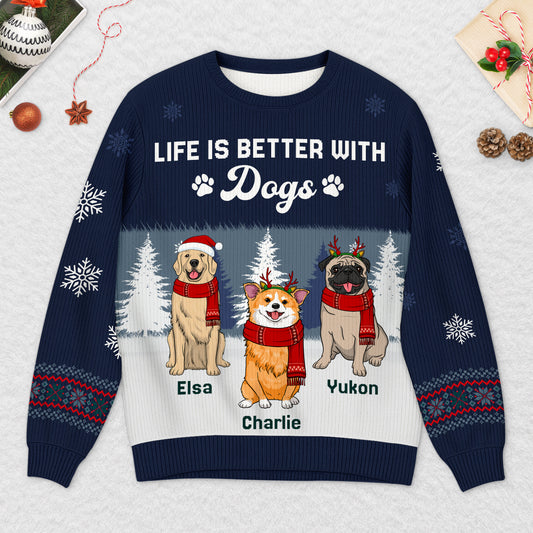 5729WUK2 custom dog ugly christmas sweater life is better with a dog 5729WTZCC