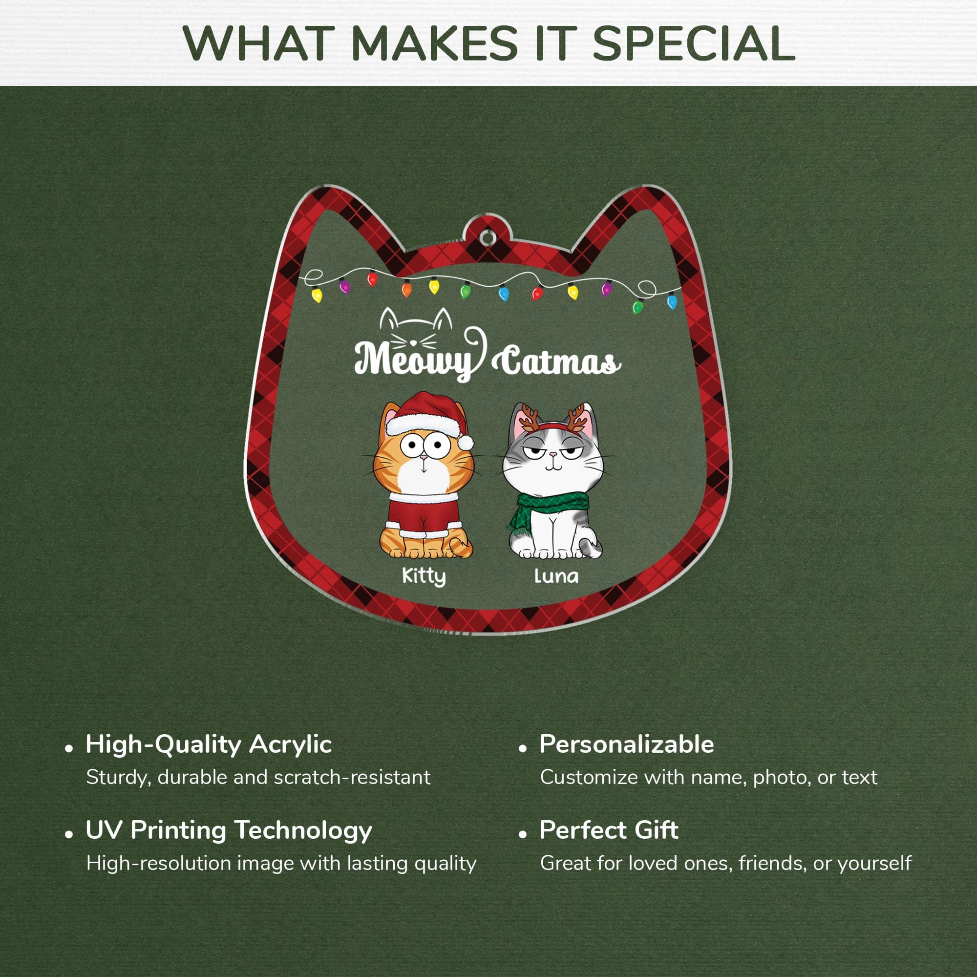 5733OUS4 custom gifts for cat lovers meowy catmas acrylic xmas ornaments 5733OKMCD min