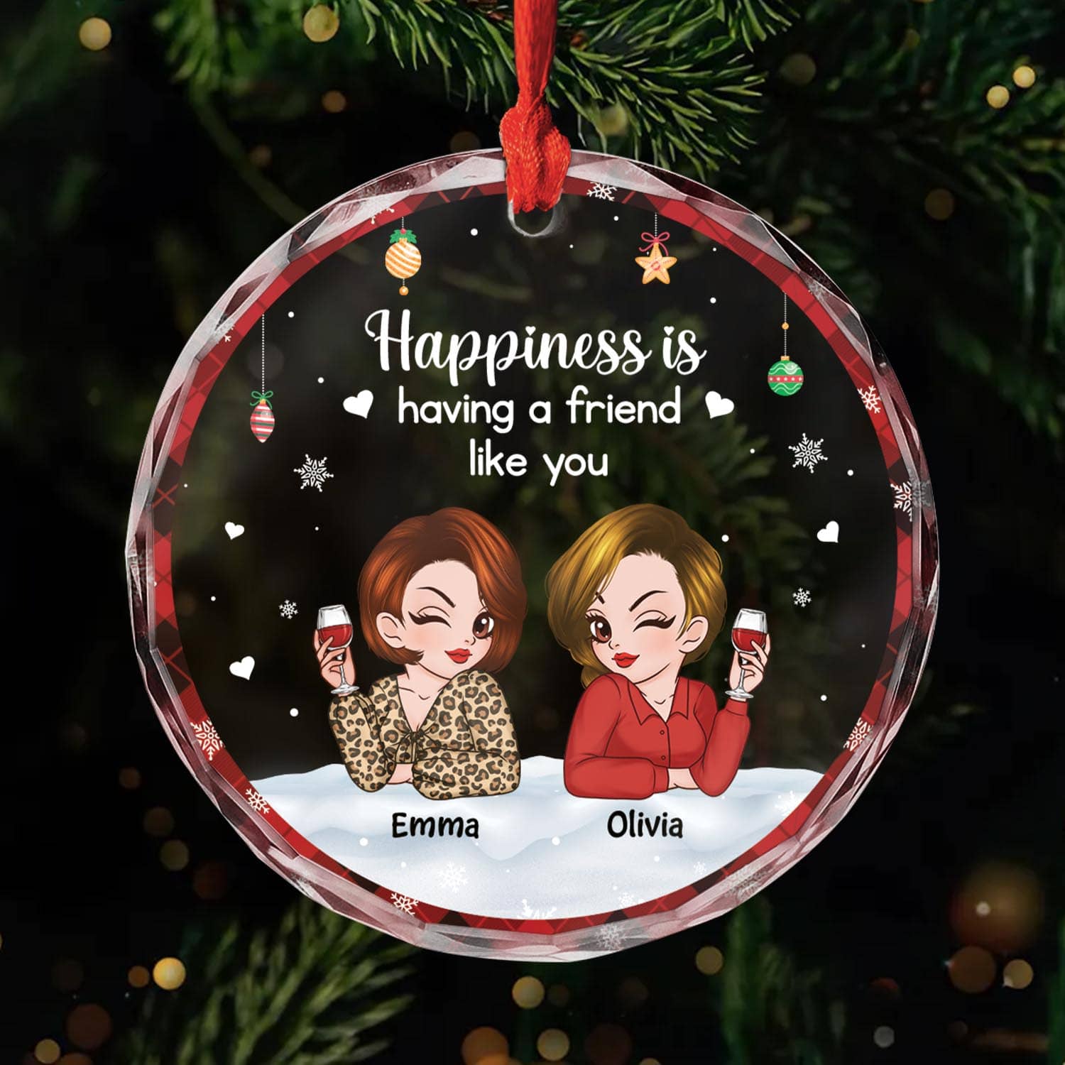5734OUK1 custom glass xmas ornaments happiness is having a friend like you 5734O8ZCF