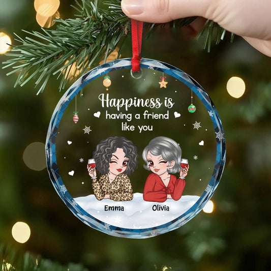 5734OUK2 custom glass xmas ornaments happiness is having a friend like you 5734O8ZCF