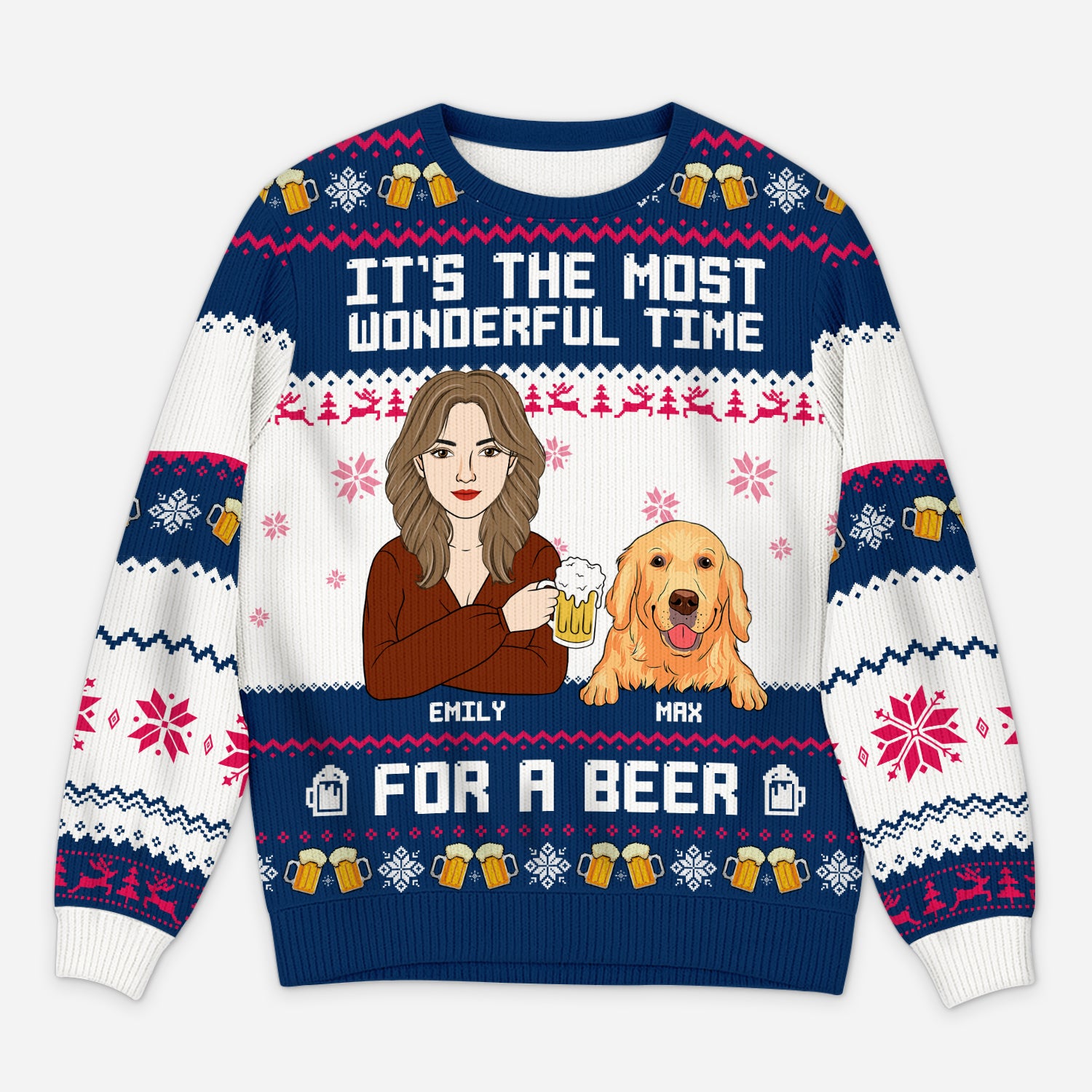 5735WUK1 personalised it the most wonderful time for a beer ugly christmas sweater for dog mum 5735W3IZC