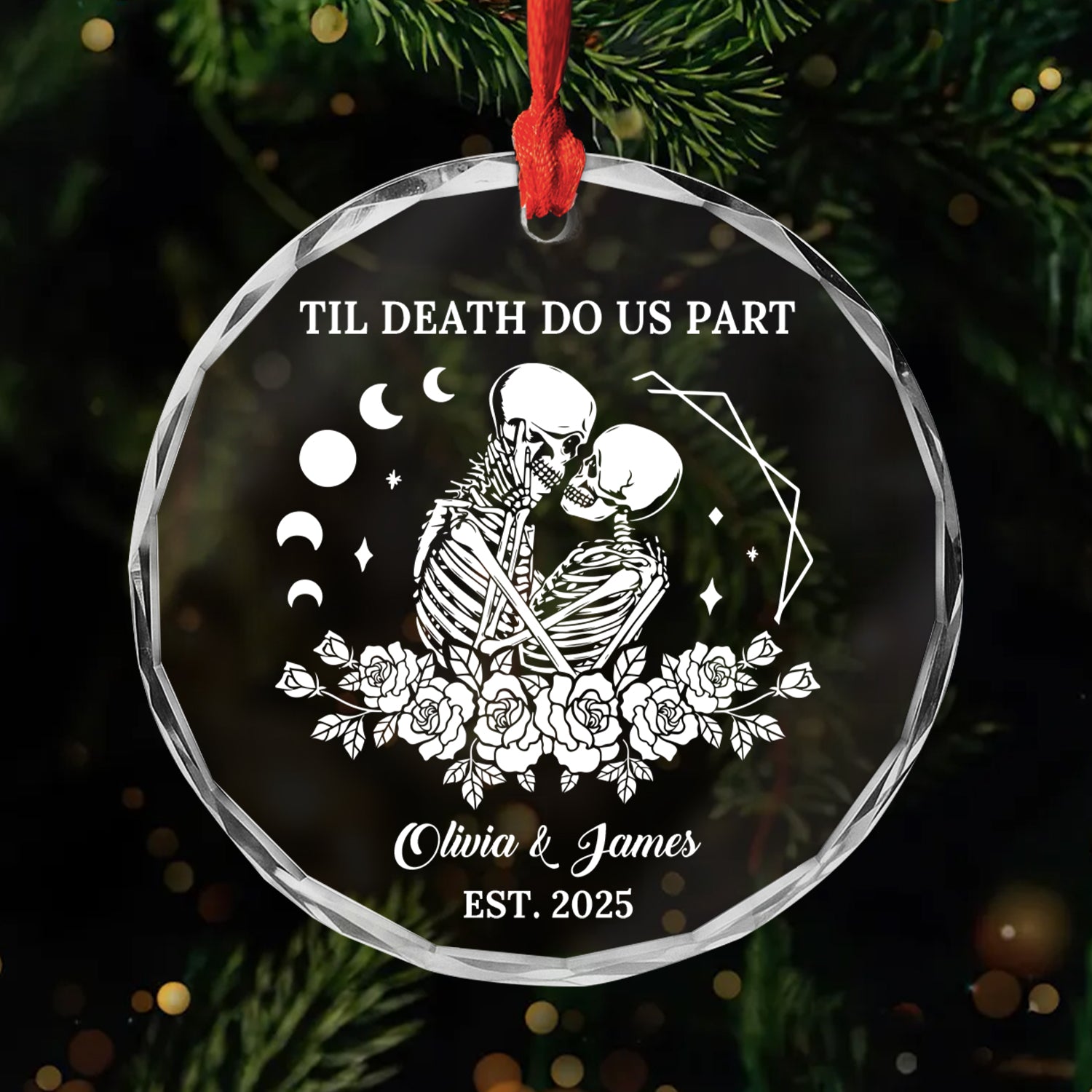5738OUS1 custom couple gifts til death do us part glass xmas ornaments 5738O6UNG