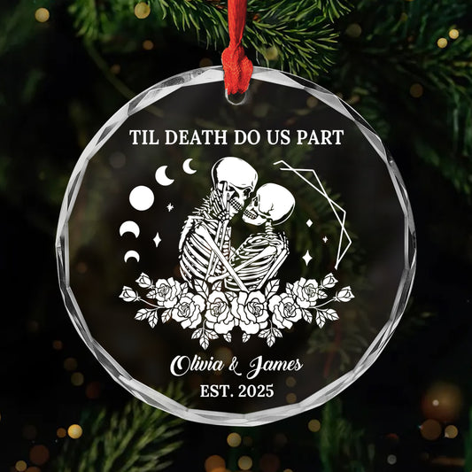 5738OUS1 custom couple gifts til death do us part glass xmas ornaments 5738O6UNG