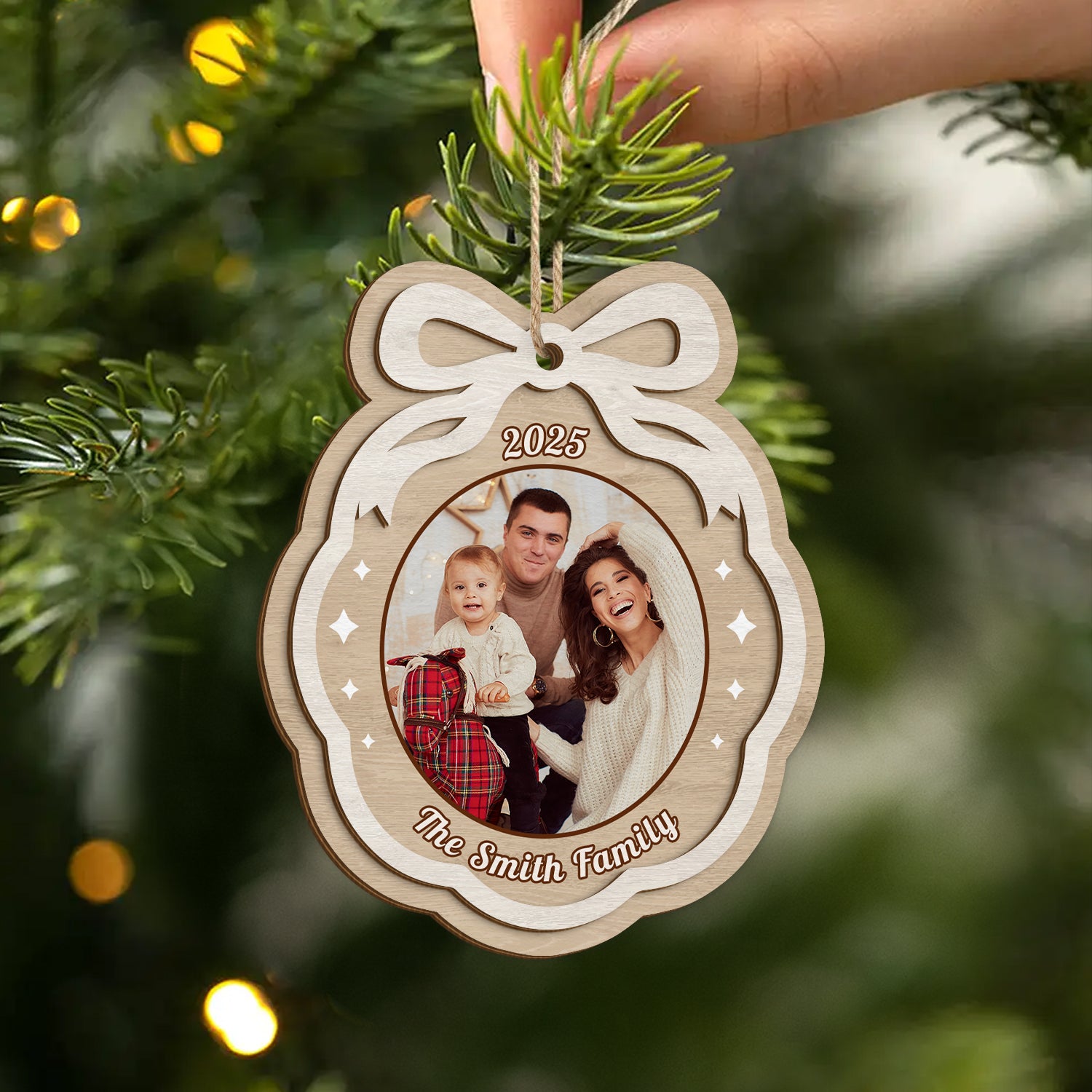 5751OUS1 custom photo gift for family 2 layered wooden christmas ornament 5751O86NI2
