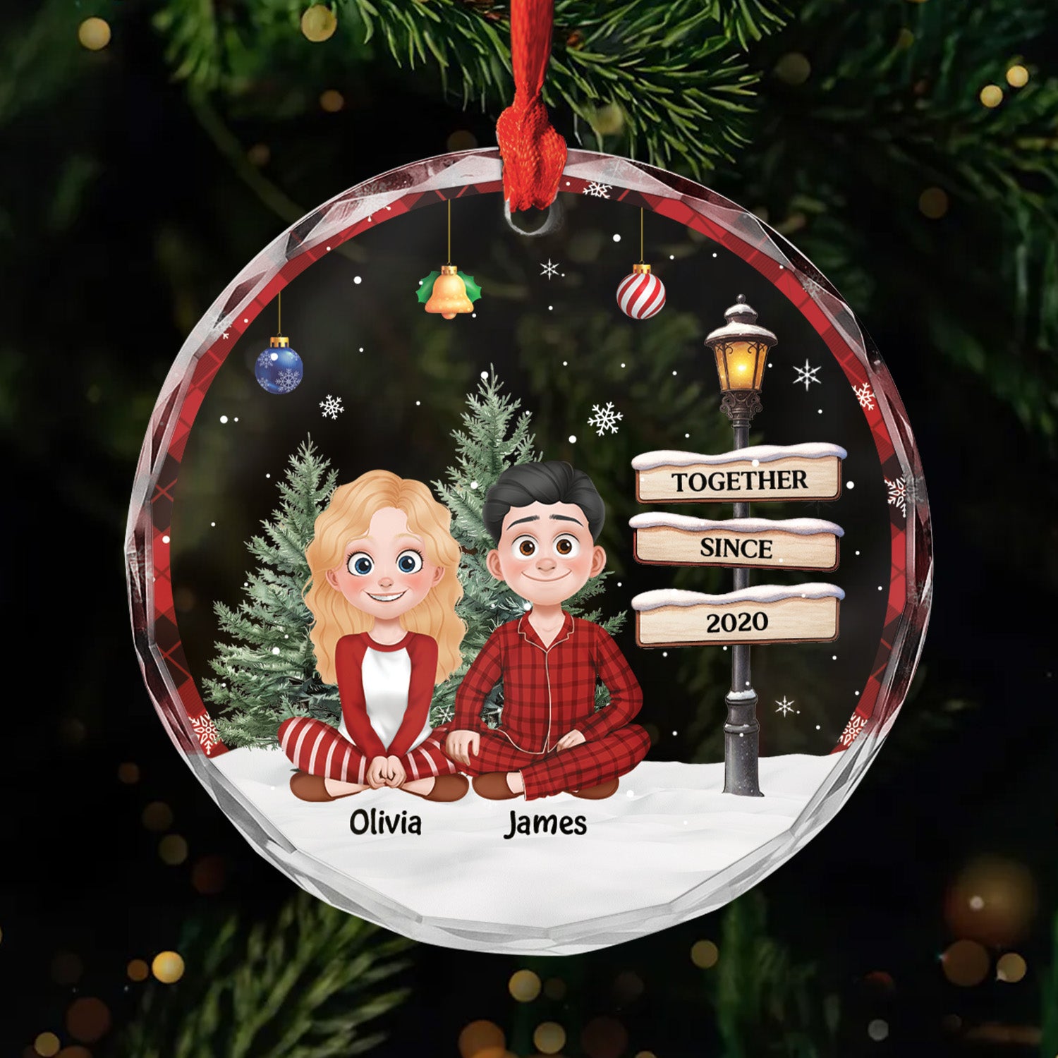 5758OUS1 personalized xmas gifts for couples together since glass ornament 5758O3QMG