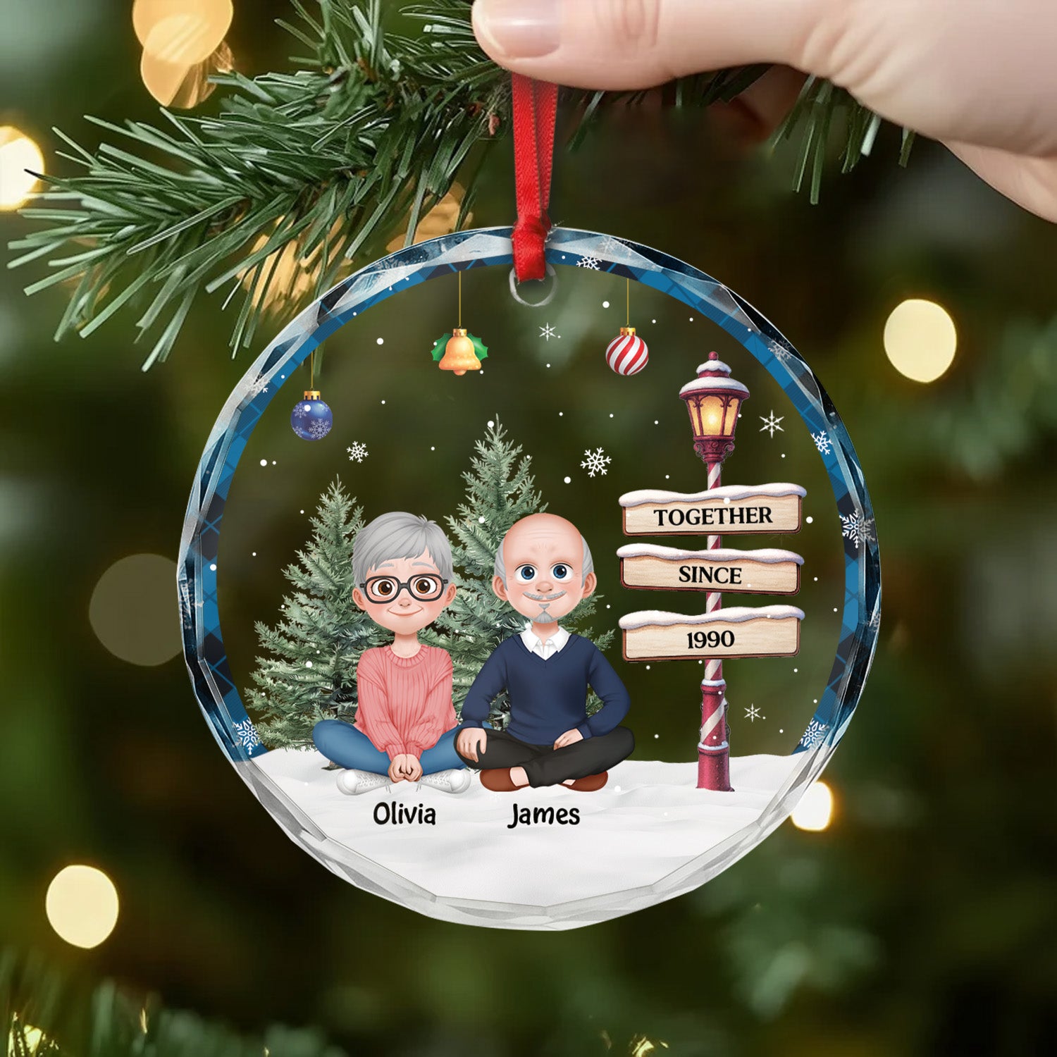 5758OUS2 personalized xmas gifts for couples together since glass ornament 5758O3QMG