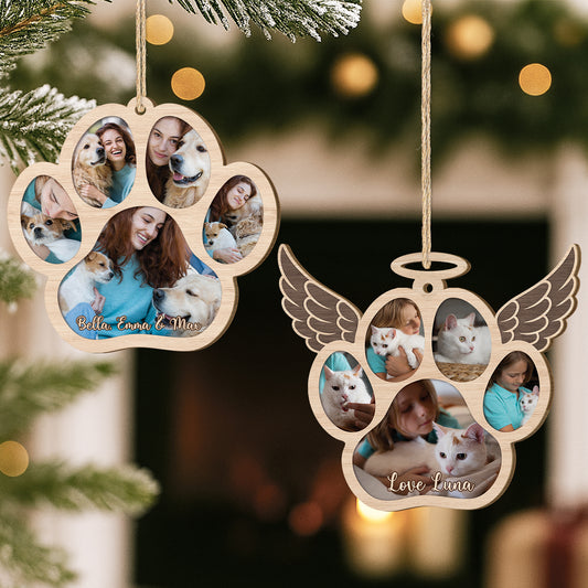 5759OUS1 custom pet memorial gifts 1 layered wood xmas ornament with photo 5759O3LCC_1