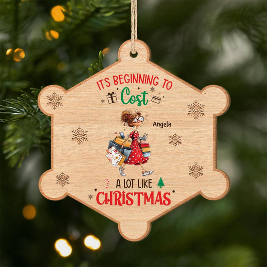 5762OUK1 custom gifts for her 1 layered wood shopping christmas ornaments_ 5762OTZCA