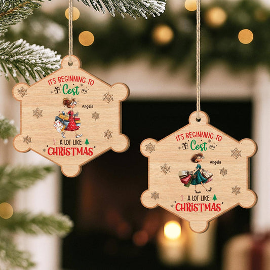 5762OUK2 custom gifts for her 1 layered wood shopping christmas ornaments_ 5762OTZCA