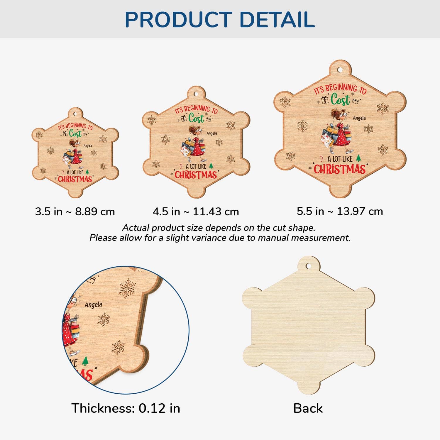 5762OUK3 custom gifts for her 1 layered wood shopping christmas ornaments_ 5762OTZCA